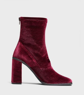 Burgundy 2025 velvet booties