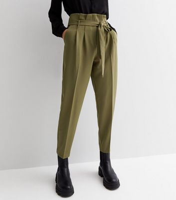 Khaki tie clearance waist trousers