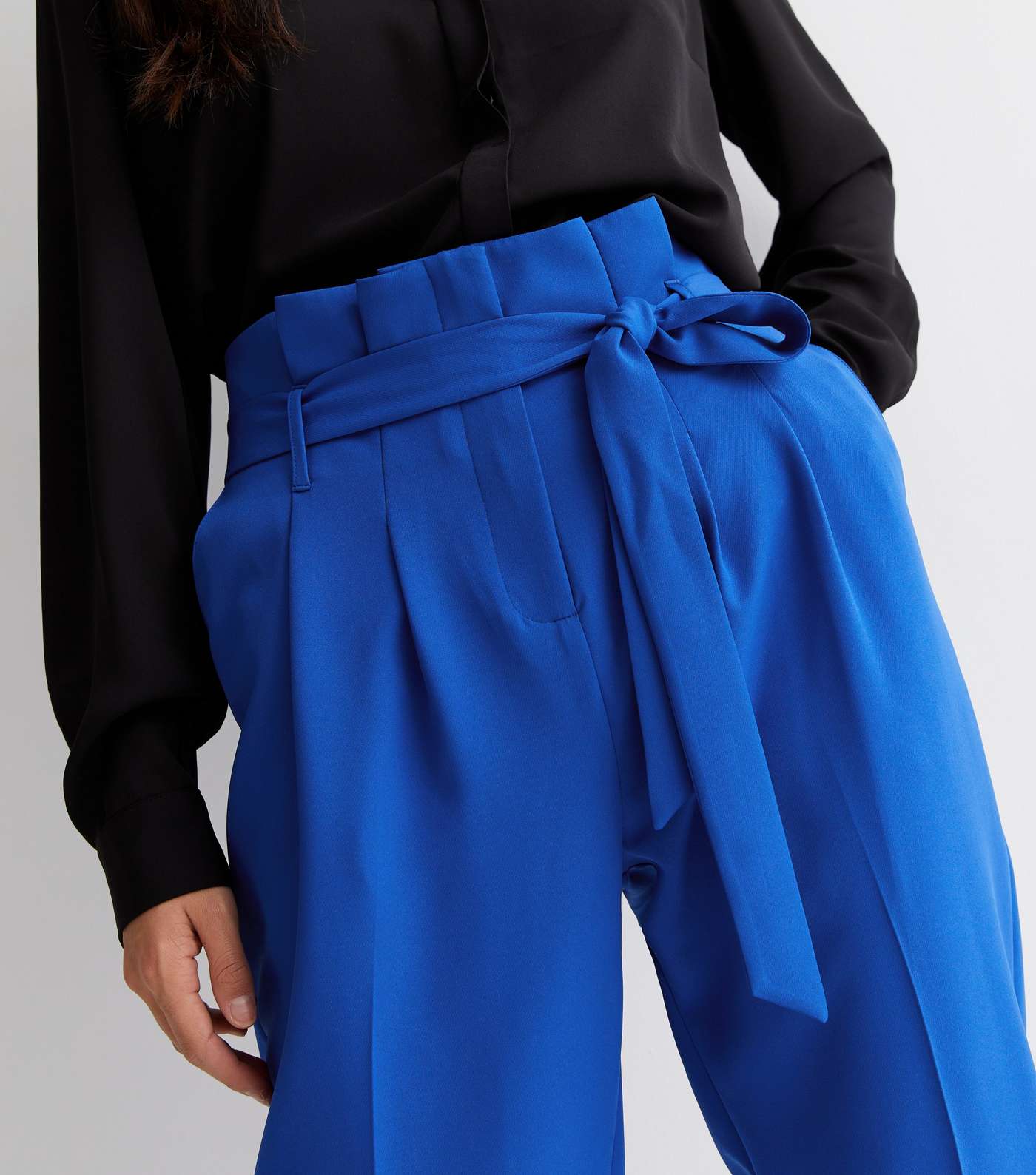 Bright Blue High Tie Waist Trousers Image 3