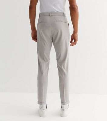 Grey Double Pleated Tapered Leg Suit Trousers | New Look