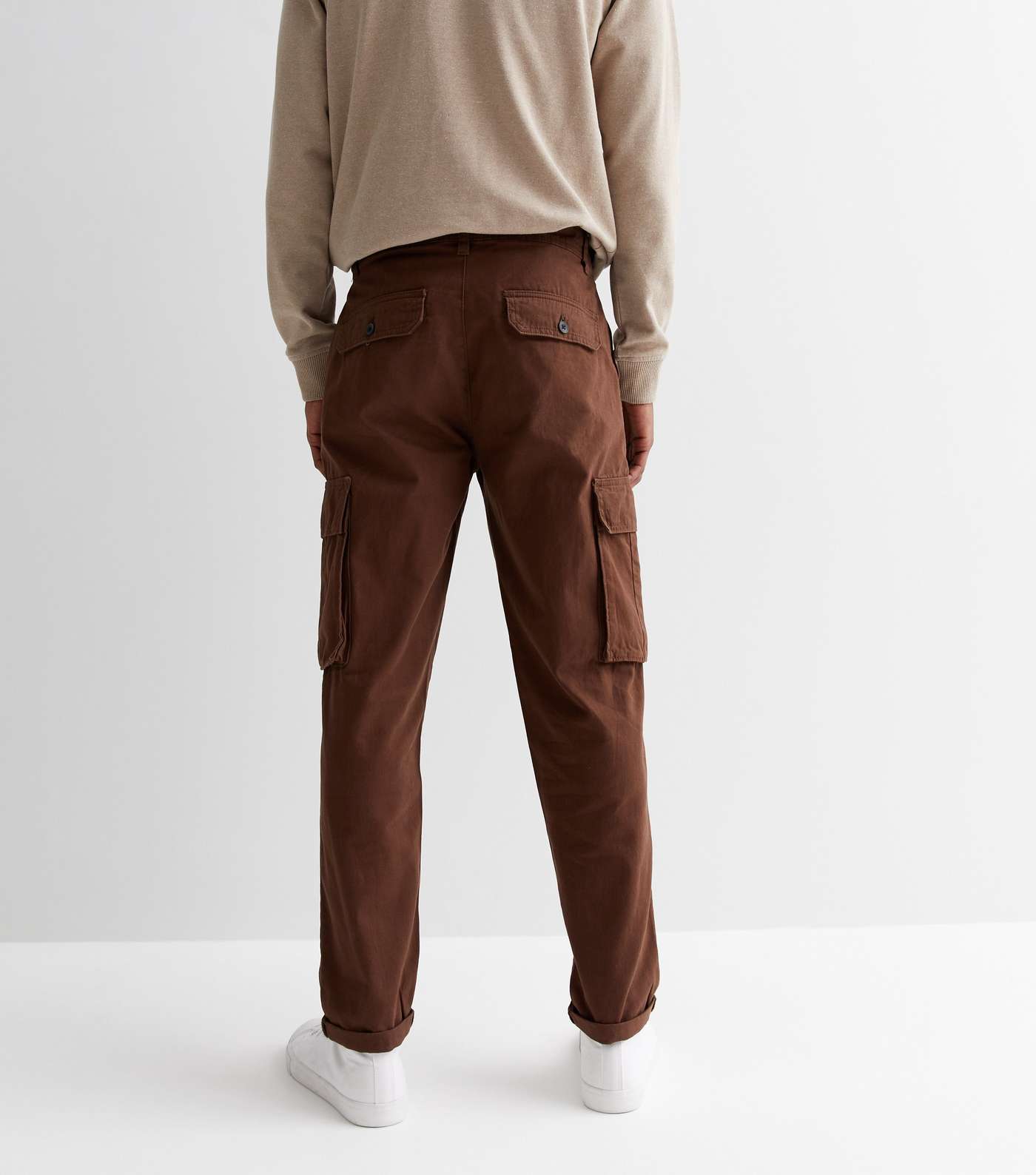 Dark Brown Regular Fit Cargo Trousers Image 4
