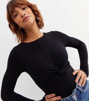 twist front long sleeve bodysuit