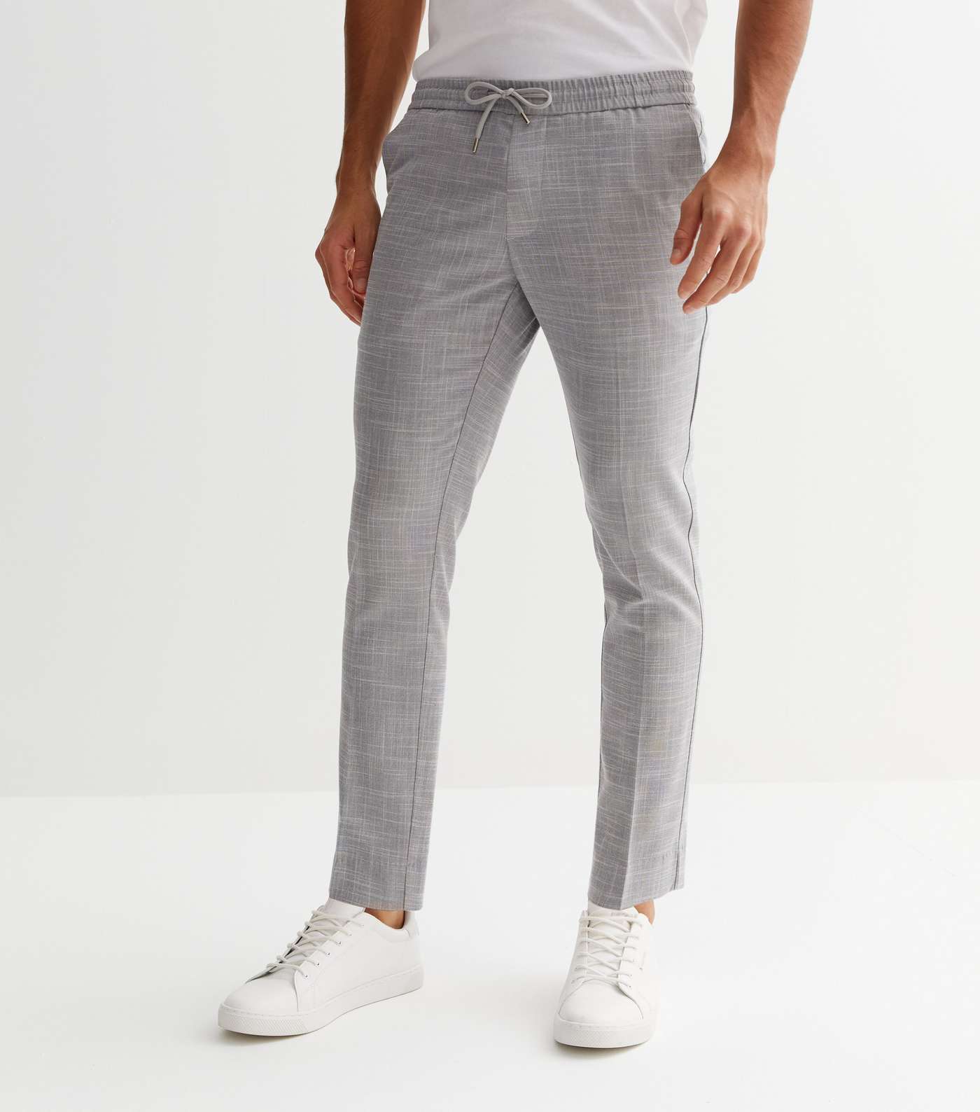 Pale Grey Slim Fit Crop Suit Trousers Image 2