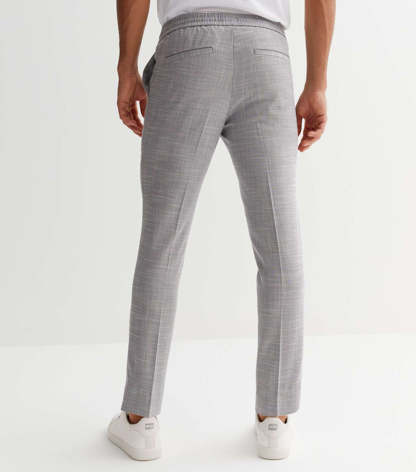 Pale Grey Slim Fit Crop Suit Trousers Image 4