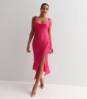 Ruched satin slip outlet dress