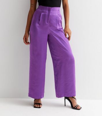 Satin Tube Top  Wide Leg Pants  Two piece outfits pants Silk pants  outfit Purple top outfit