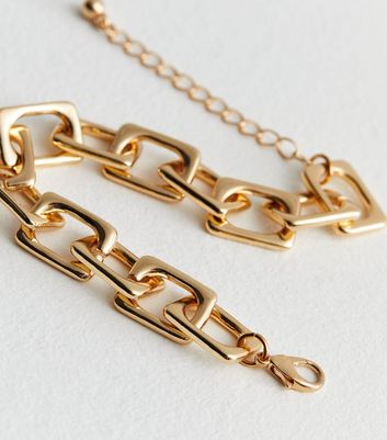 Mens square link gold on sale chain