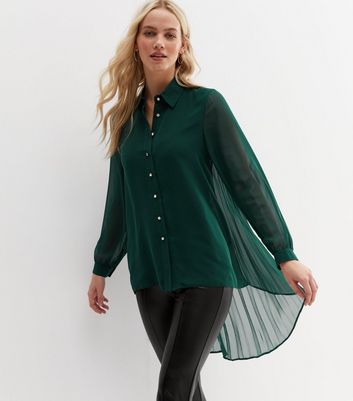 dark green chiffon blouse