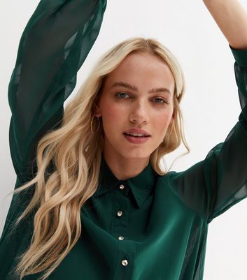 dark green chiffon blouse