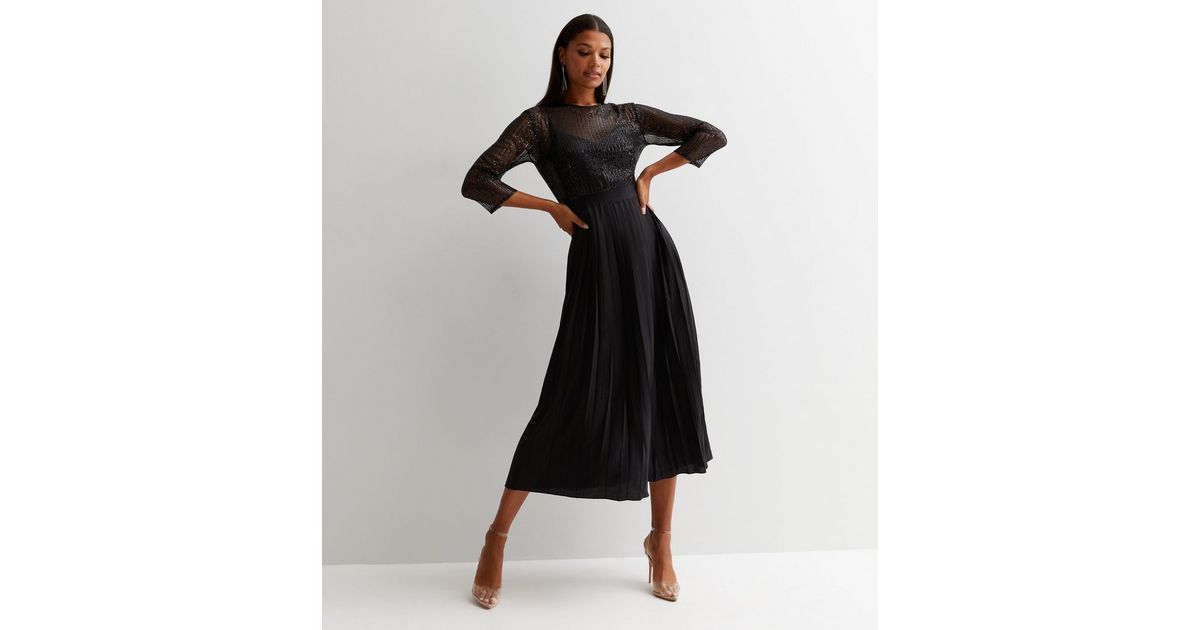 chinese dress ladies Black Satin and Lace Midaxi Dress