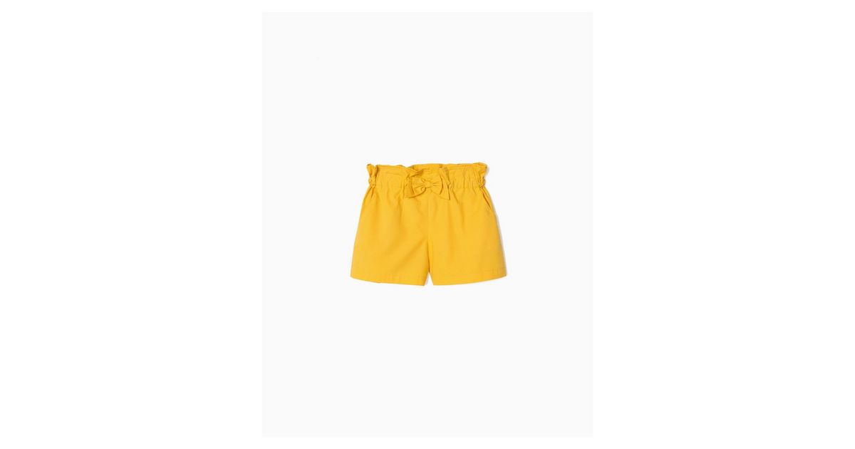 Zippy Yellow Paperbag Shorts New Look
