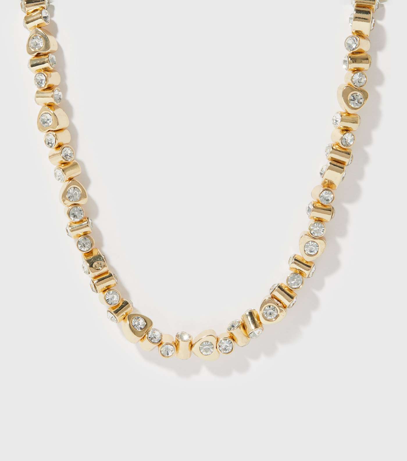 Gold Diamanté Heart Link Choker Image 2