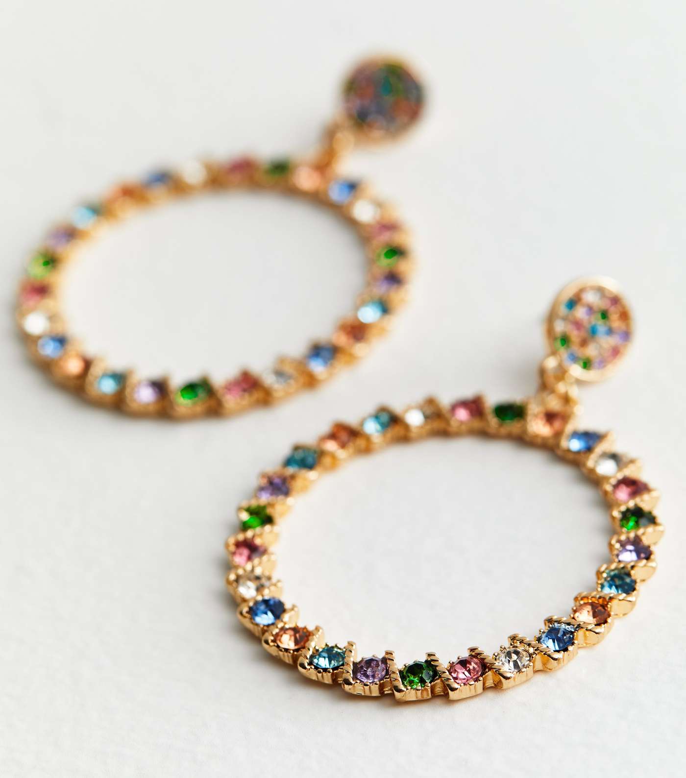 Multicoloured Gem Circle Doorknocker Earrings Image 3