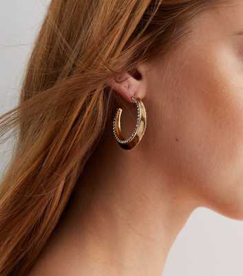 Gold Diamanté Thick Hoop Earrings