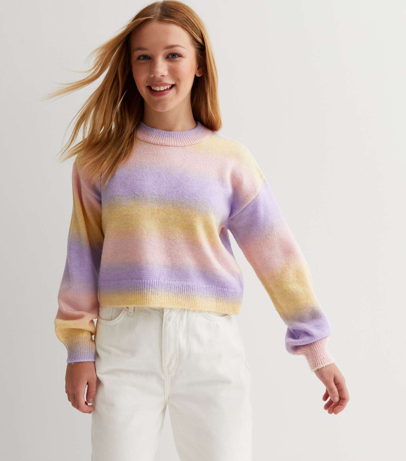 Girls Lilac Stripe Jumper Image 2