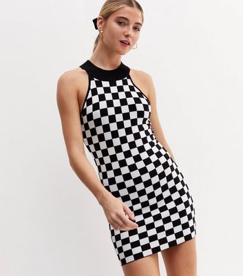 Black and white store checkered mini dress