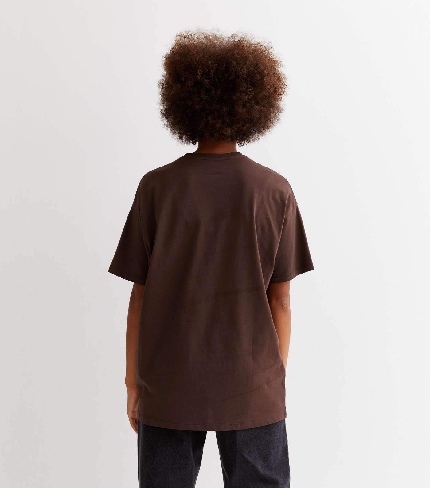 Girls Brown Marble Swirl Positive Logo Oversized Long T-Shirt Image 4