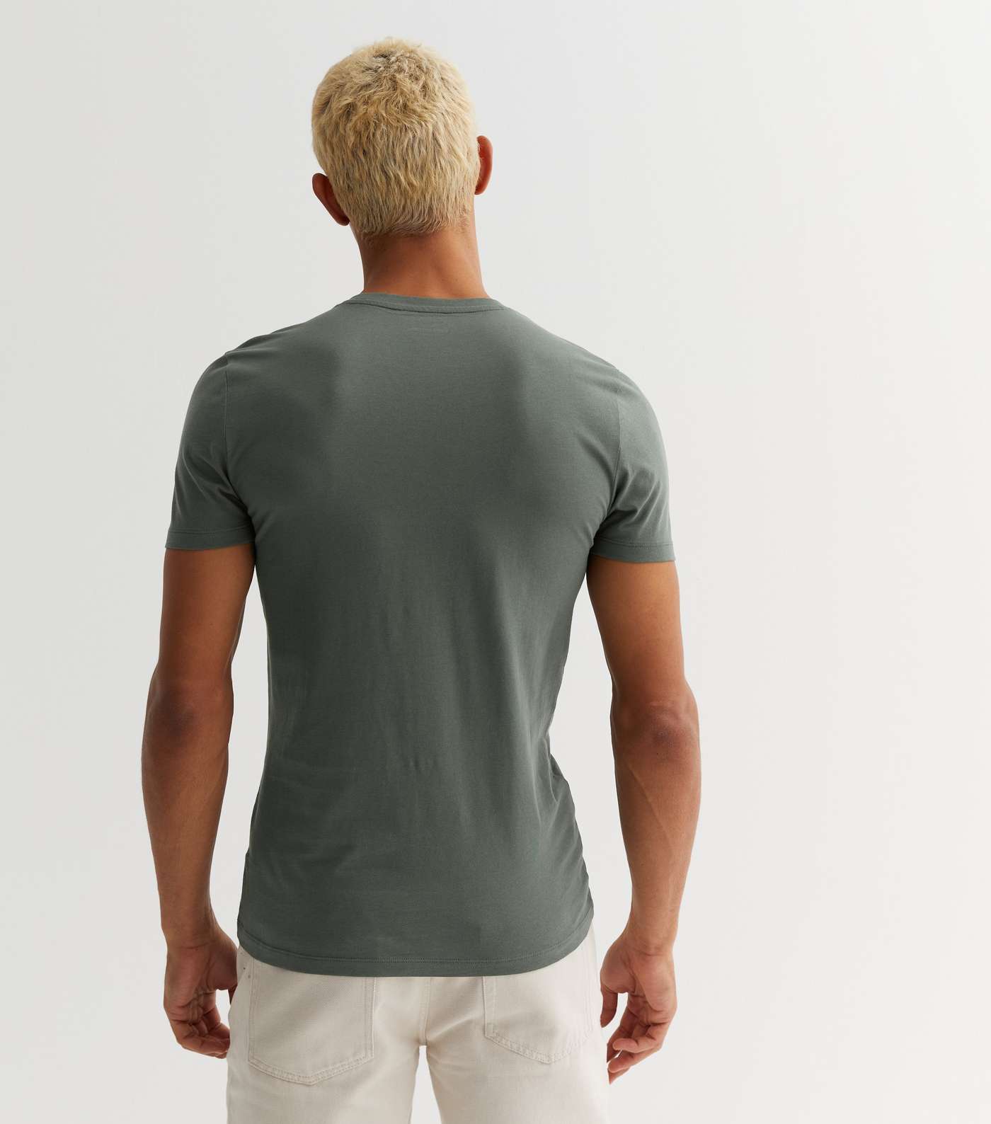 Khaki Crew Neck Muscle Fit T-Shirt Image 4