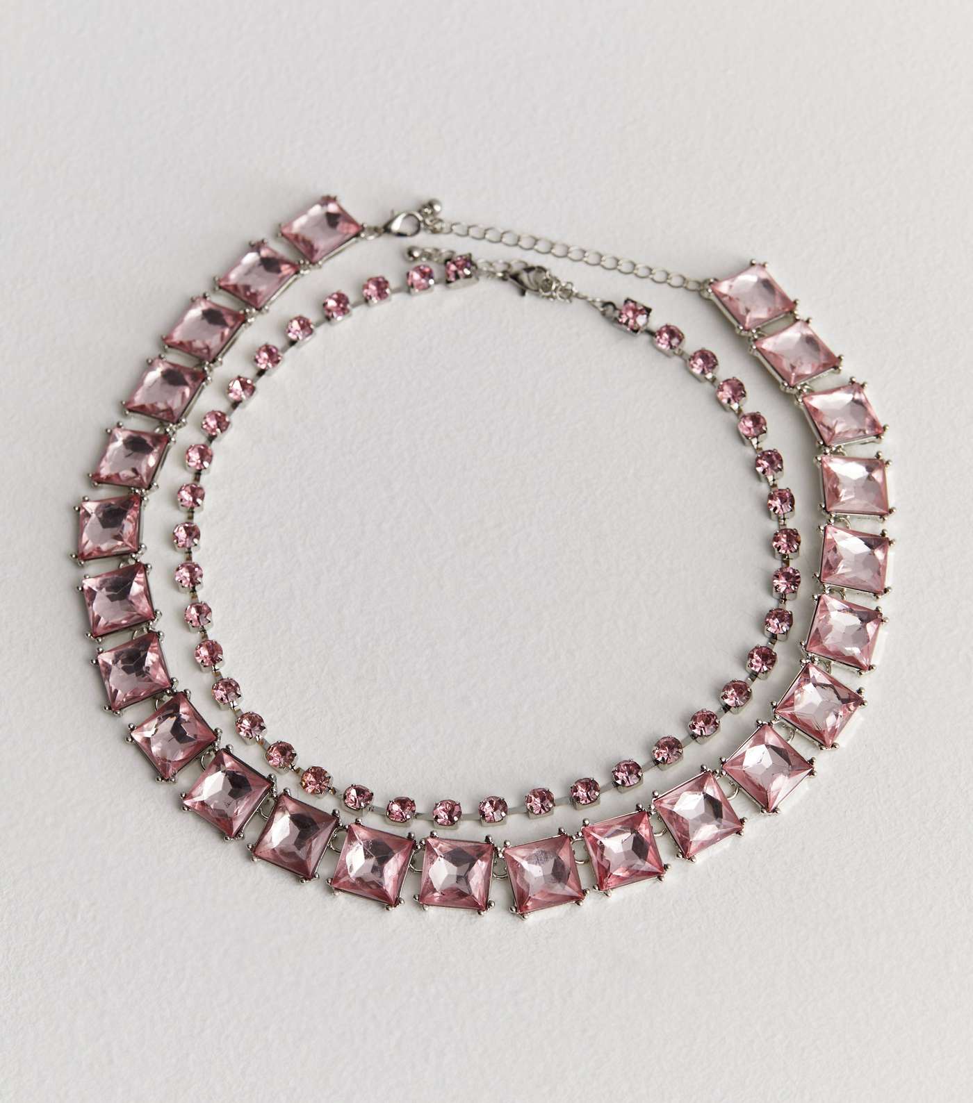 Dazzle and Delight Bright Pink Gem Embellished Layered Necklace Image 3
