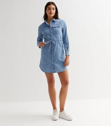 Denim shop drawstring dress