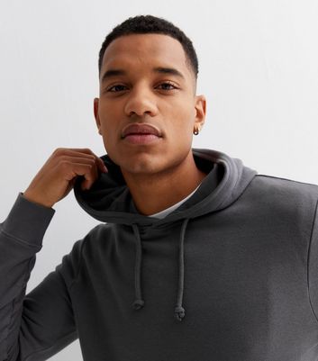 Dark Grey Pocket Front Hoodie New Look