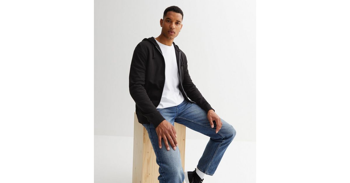 Black Drawstring Zip Through Hoodie | New Look