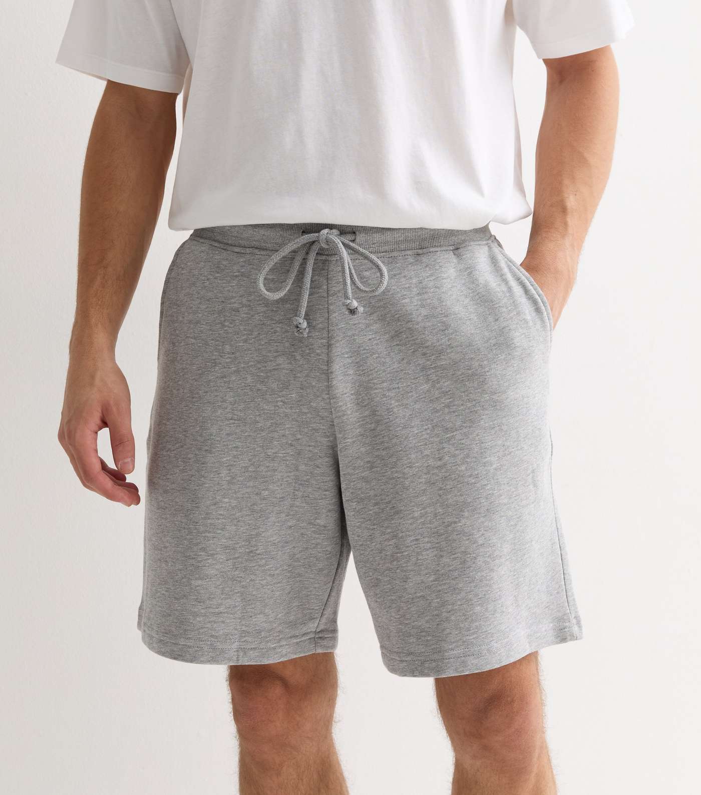 Grey Marl Relaxed Fit Jersey Shorts Image 2