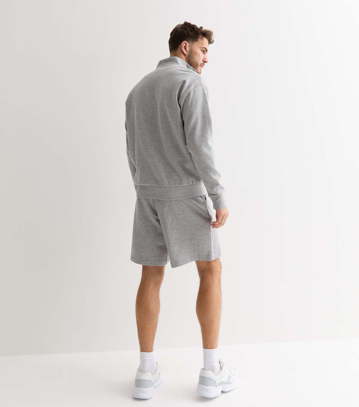 Grey Marl Relaxed Fit Jersey Shorts Image 4