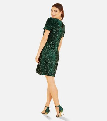 Green sequin hot sale shift dress