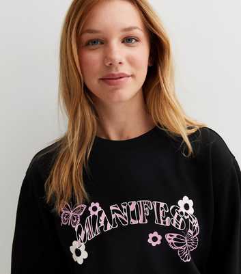 Girls Black Logo Manifest Long Sweatshirt