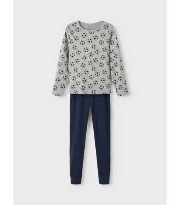 Name It Grey Marl Pyjama Set with Football Print