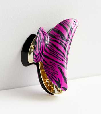 Bright Pink Zebra Print Bulldog Claw Clip