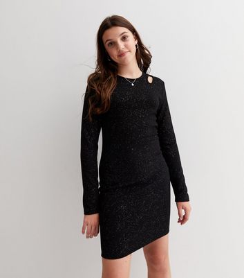 Girls black sale glitter dress