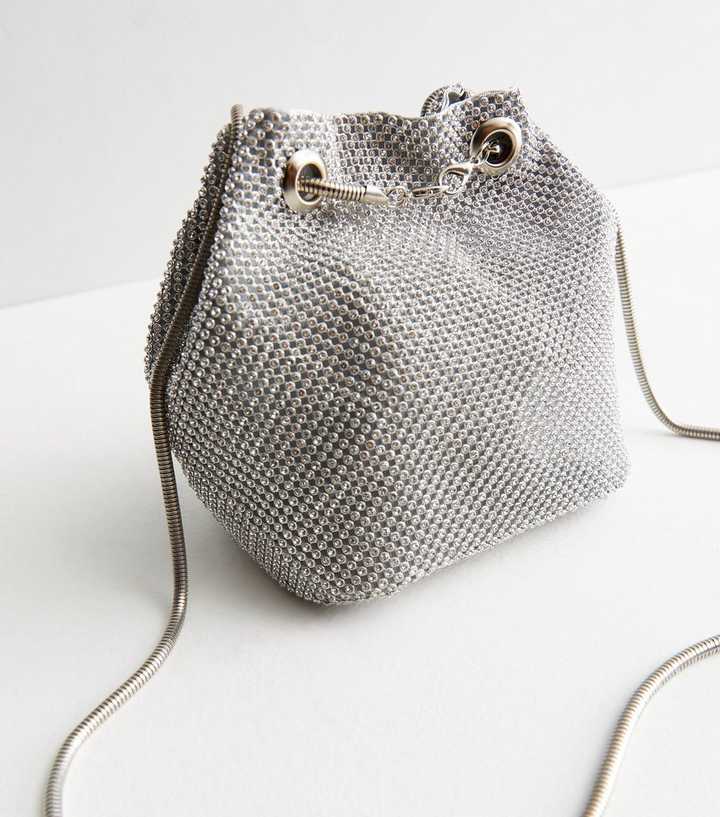 New Color Rhinestone Chain Backpack Drawstring Bucket Bag