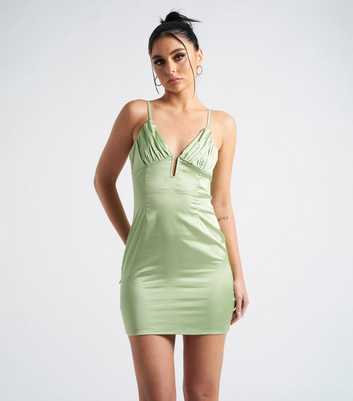 Urban Bliss Light Green Satin Cut Out Mini Slip Dress