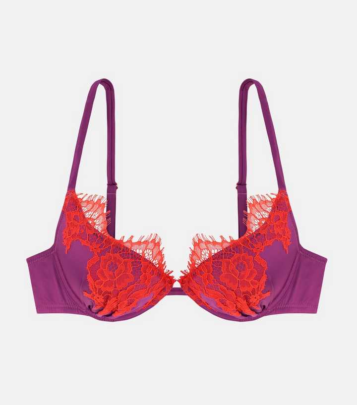 Buy Bright Pink Push Up Pad Plunge Lace Bra from Next Belgium