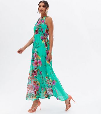 turquoise halter maxi dress