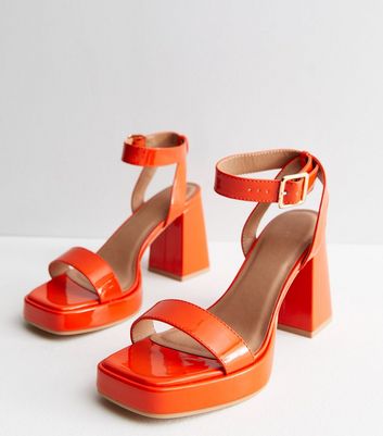 Orange platform heels best sale