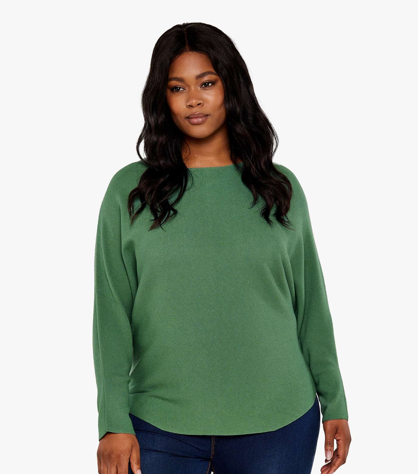 Apricot Curves Green Long Sleeve Batwing Jumper