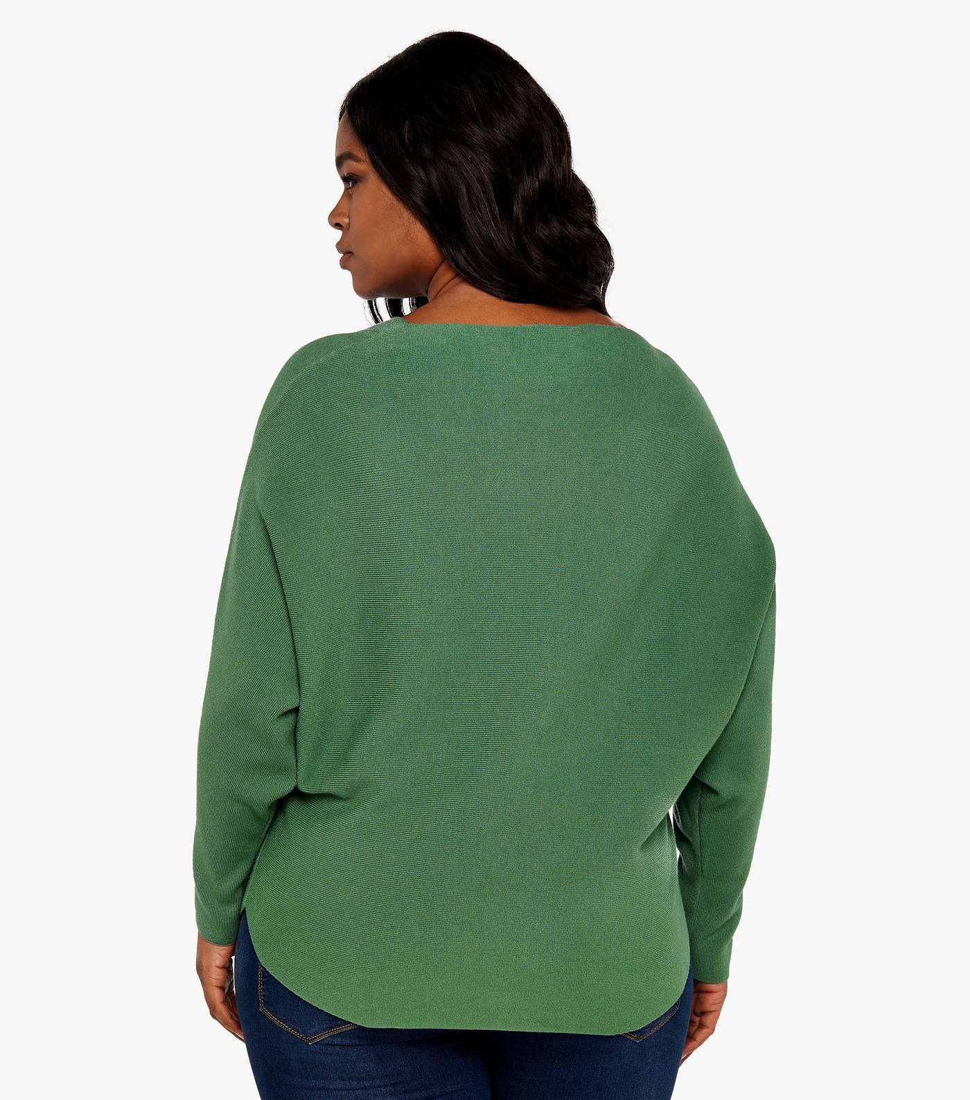 Apricot Curves Green Long Sleeve Batwing Jumper Image 3