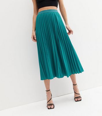 Gini London Teal Pleated Midi Skirt New Look