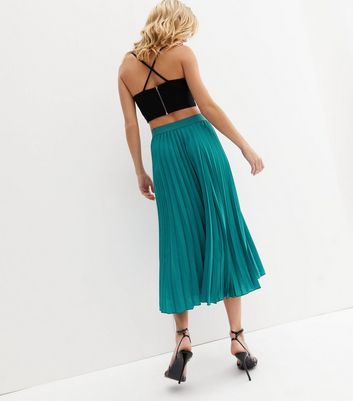 Gini London Teal Pleated Midi Skirt New Look