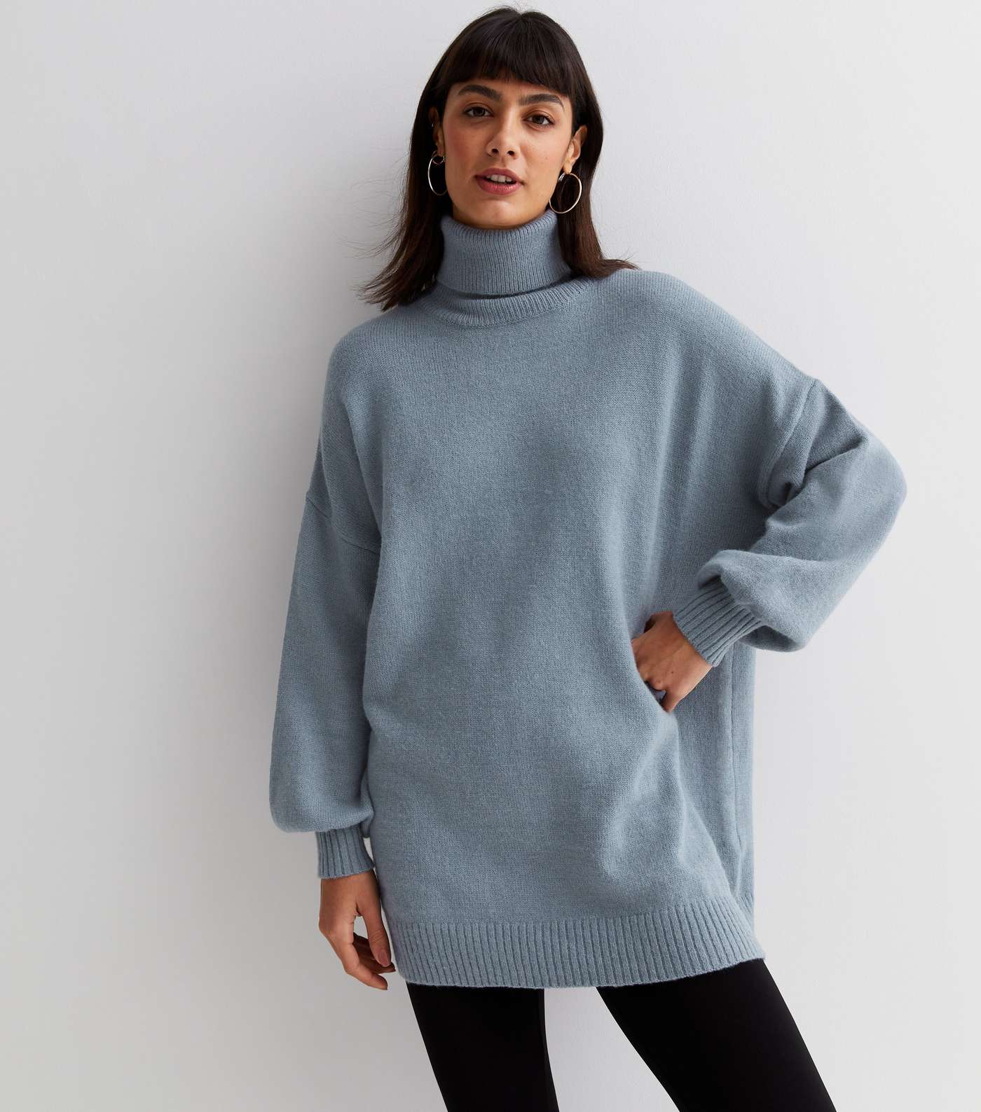 Gini London Pale Grey Knit Roll Neck Jumper