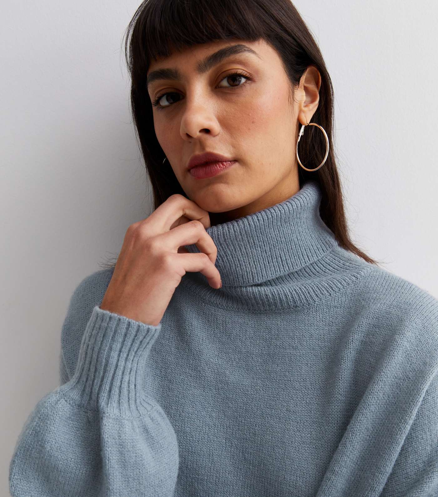Gini London Pale Grey Knit Roll Neck Jumper Image 3