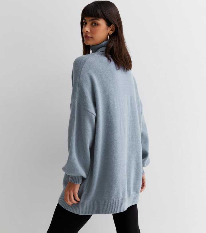 New Look slouchy roll neck jumper in light grey