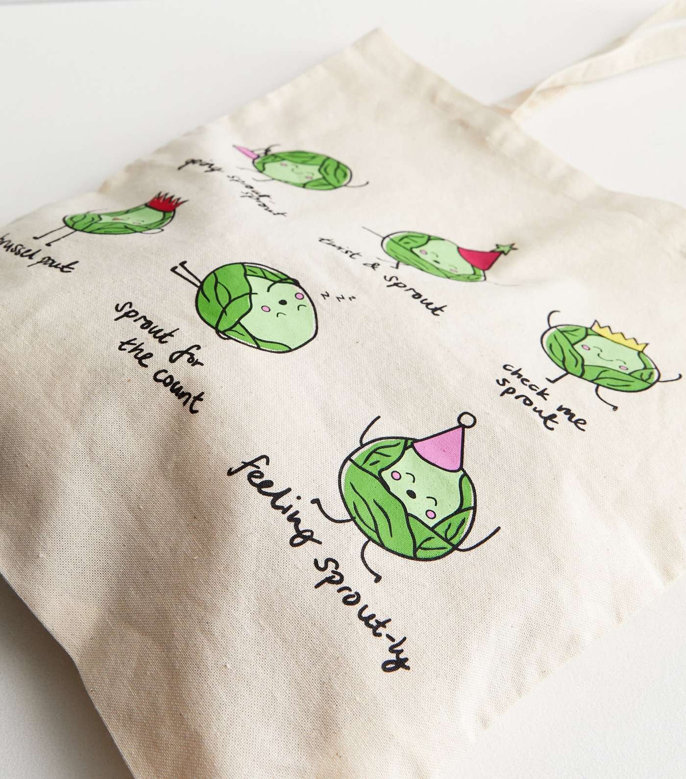Cream Brussels Sprouts Christmas Canvas Tote Bag Image 3
