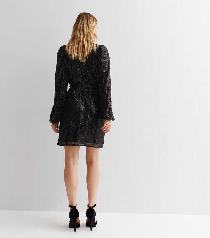 slim fit dress slacks Black Sequin Long Sleeve Wrap Maternity Maxi Dress – PinkBlush main image 0