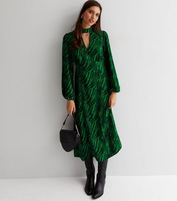 Green tiger sale print dress