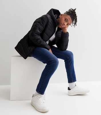 Jack & Jones Junior Black Hooded Puffer Jacket