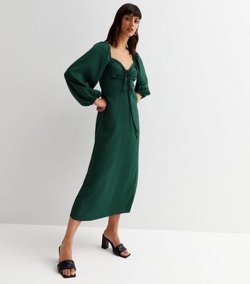 Green midi dresses with sales sleeves